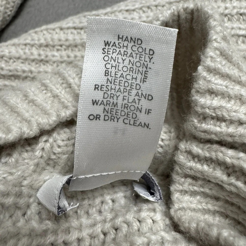 J Jill Sweater Poncho Womens Beige Turtleneck‎ Knit Cozy Oversized One Size